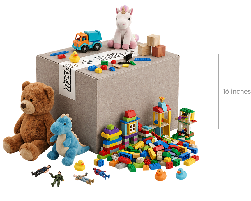 Toy Take Back Box full of toys